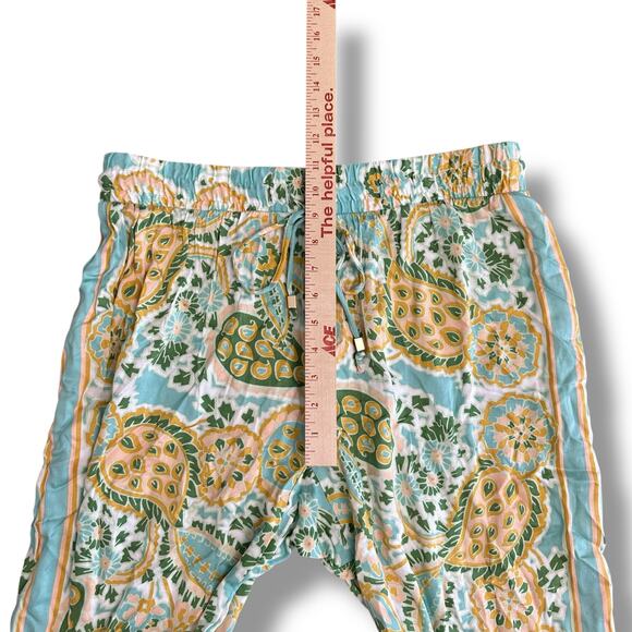 Rachel Zoe Womens Pants Large Wide‎ Leg Boho Paisley Print Aqua NWT Resort - Picture 4 of 11